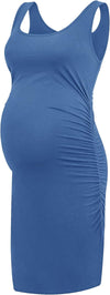 Women'S Maternity Dress Summer Ruched Pregnancy Tank Dress