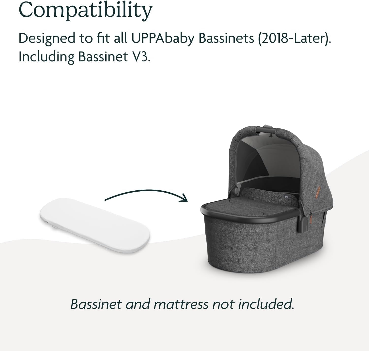 Bassinet V3 Mattress Cover/Extra Cover for Bassinets 2018-Later/Ultra Soft and Comfortable/Machine Washable/White