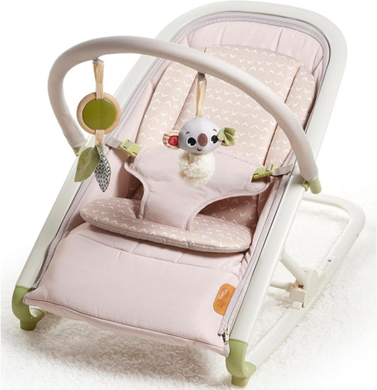 Boho Chic 2-In-1 Rocker with Removeable Toy Bar, Rocking or Stationary Modes and Folds Flat for Storage, Beige