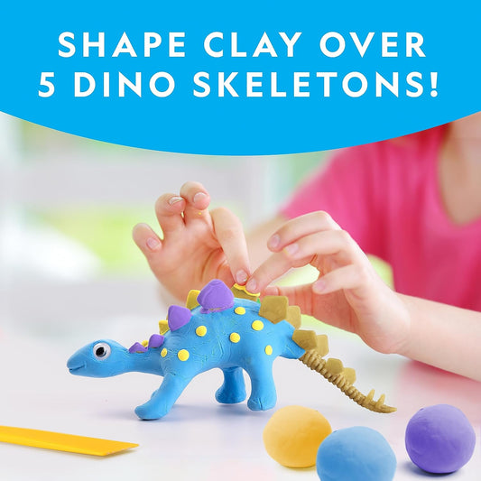 NATIONAL GEOGRAPHIC Clay Dinosaur Arts & Crafts Kit - Dinosaur Air Dry Clay for Kids Craft Kit with 5 Clay Colours, 5 Dino Skeletons, Sculpting Tool & Googly Eyes, Dinosaur Activity (Amazon Exclusive)