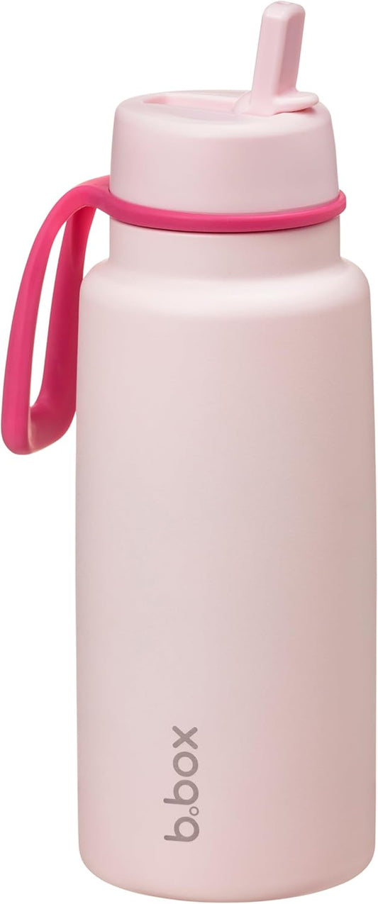 Bbox Triple Insulated 1L/34Oz Stainless Steel Water Bottle W/Flip Straw Keeps Drinks Cold 46 Hours Leak-Proof Tumbler with Lid & Straw for Travel, Gym & School Bpa-Free Sports Bottle Pink Paradise