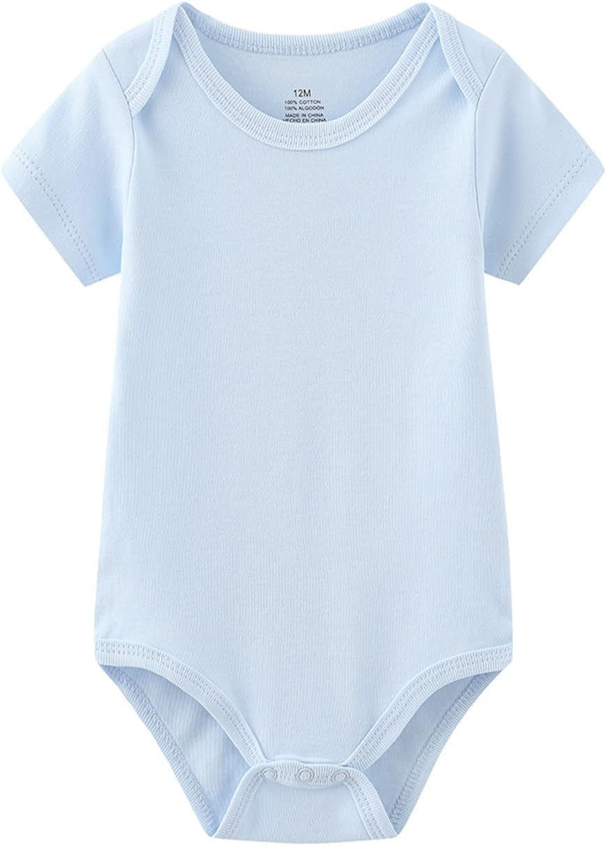 Unisex Newborn Bodysuits Infant Baby Clothes Short Sleeve One-Piece Cotton Bodysuit 5 Pack for Baby Boys and Girls