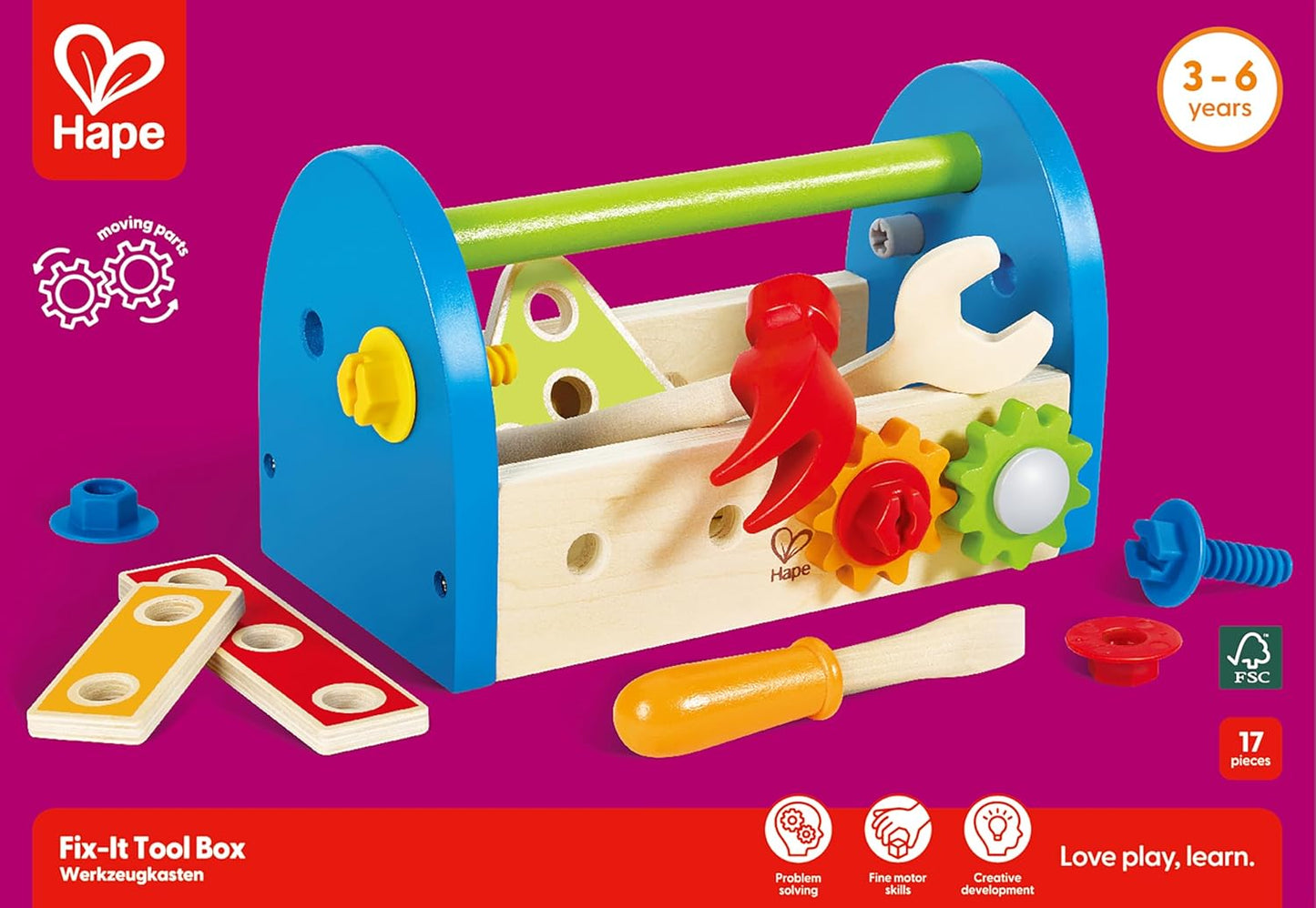 Fix It Kid'S Wooden Tool Box and Accessory Play Set