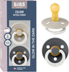 Colour Glow 2 Pack Pacifiers - BPA Free | Made in Denmark | Sand Glow/Iron Glow | Size 6-18 Months