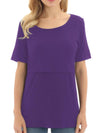 Maternity Women'S Simple Basic round Neck Maternity Nursing Tee, Comfort Soft Breathable Casual Crew Neck Short Sleeve Breastfeeding T-Shirt for Summer, Summer Outfits, Maternity Clothing for Daily Wear