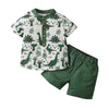 Toddler Boy 2Pcs Summer Outfits, Short Sleeve Button down Shirt + Elastic Waist Shorts Set 6M-5T