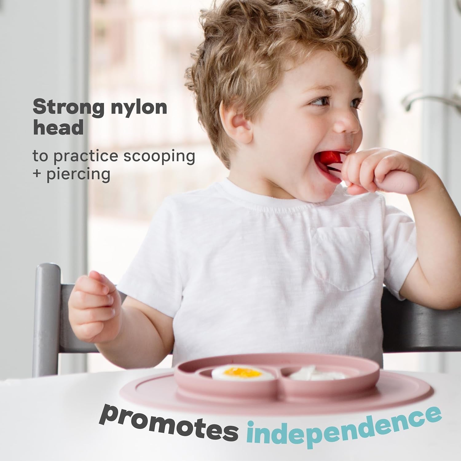 Mini Utensils (Fork & Spoon) - 100% BPA Free Fork and Spoon for Toddlers First Foods + Self-Feeding - Designed by a Pediatric Feeding Specialist - 12 Months+ (Pewter)