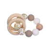 Baby Beech Wood Teething Double Rings Leopard Print Silicone round Beads Bracelet for Nursing Baby Teether Rattle Toys BPA Free