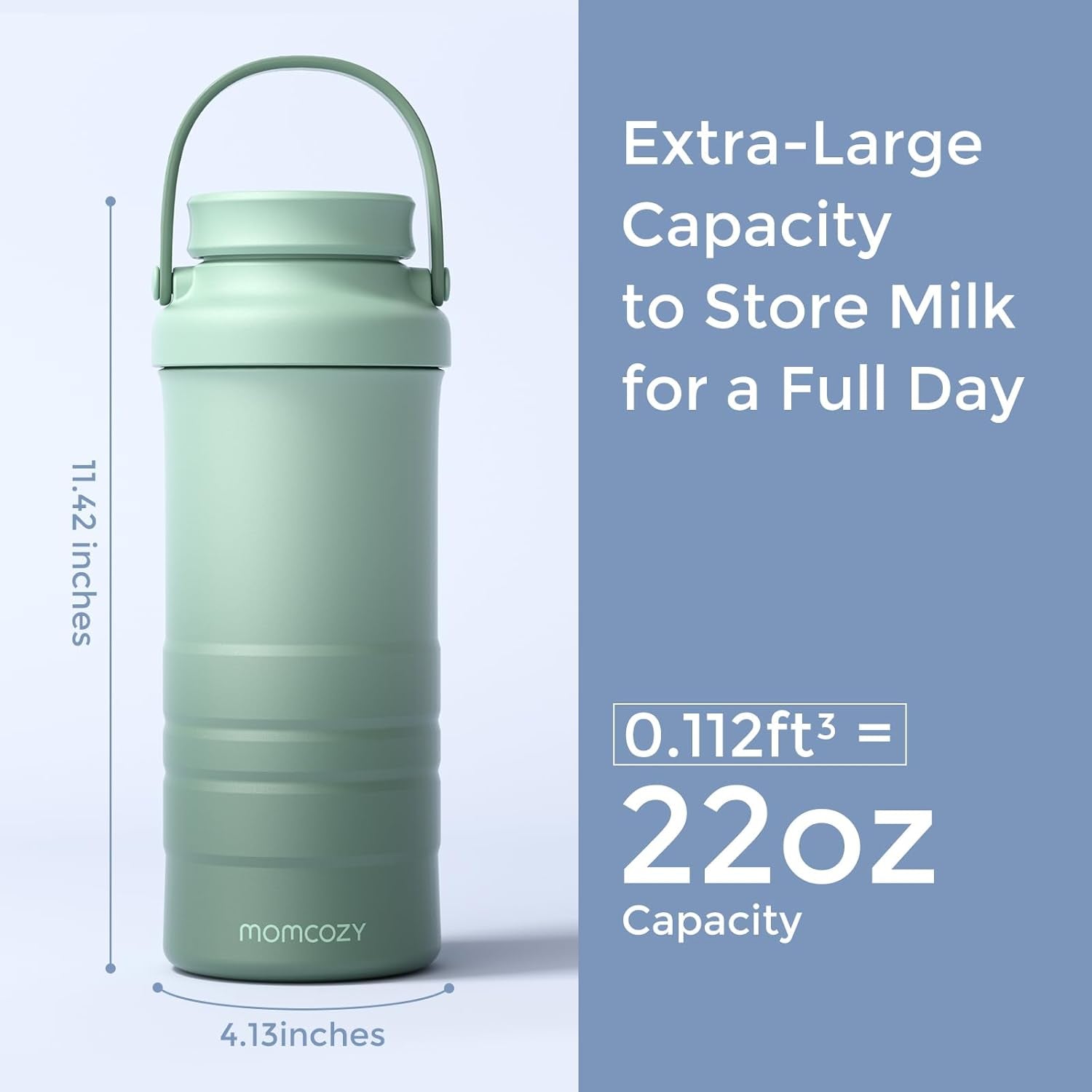 22Oz Portable Breast Milk Cooler for Outdoor, 360°Total Cooling for 24Hours, Larger Capacity Travel Breastmilk Chiller with 2Pcs Baby Bottles for Breastmilk Storage, Breastfeeding Essentials