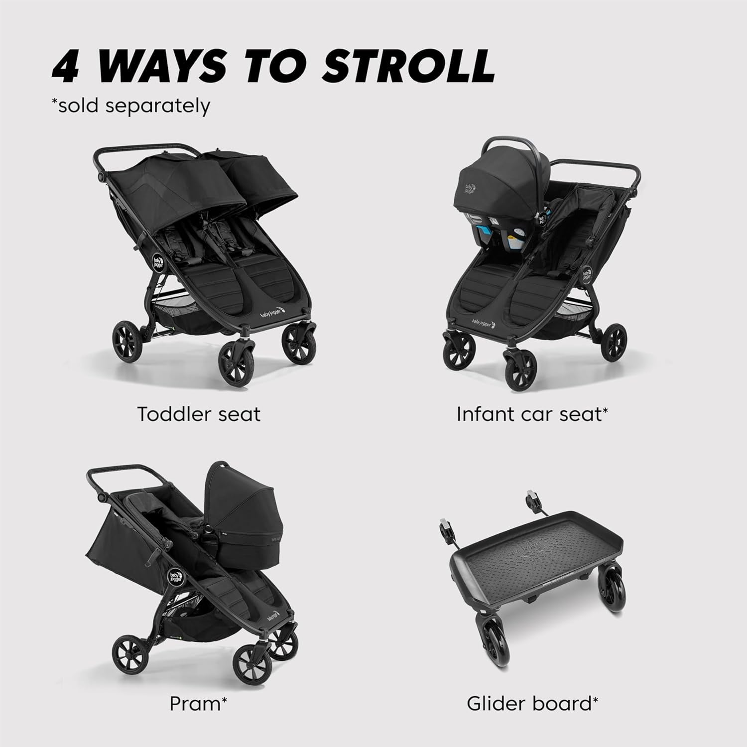 City Mini GT2 All-Terrain Double Stroller, Jet Black