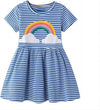 Toddler Summer Dress, Little Girls Short Sleeve Cotton Casual Dresses Clothes 2-8 Years
