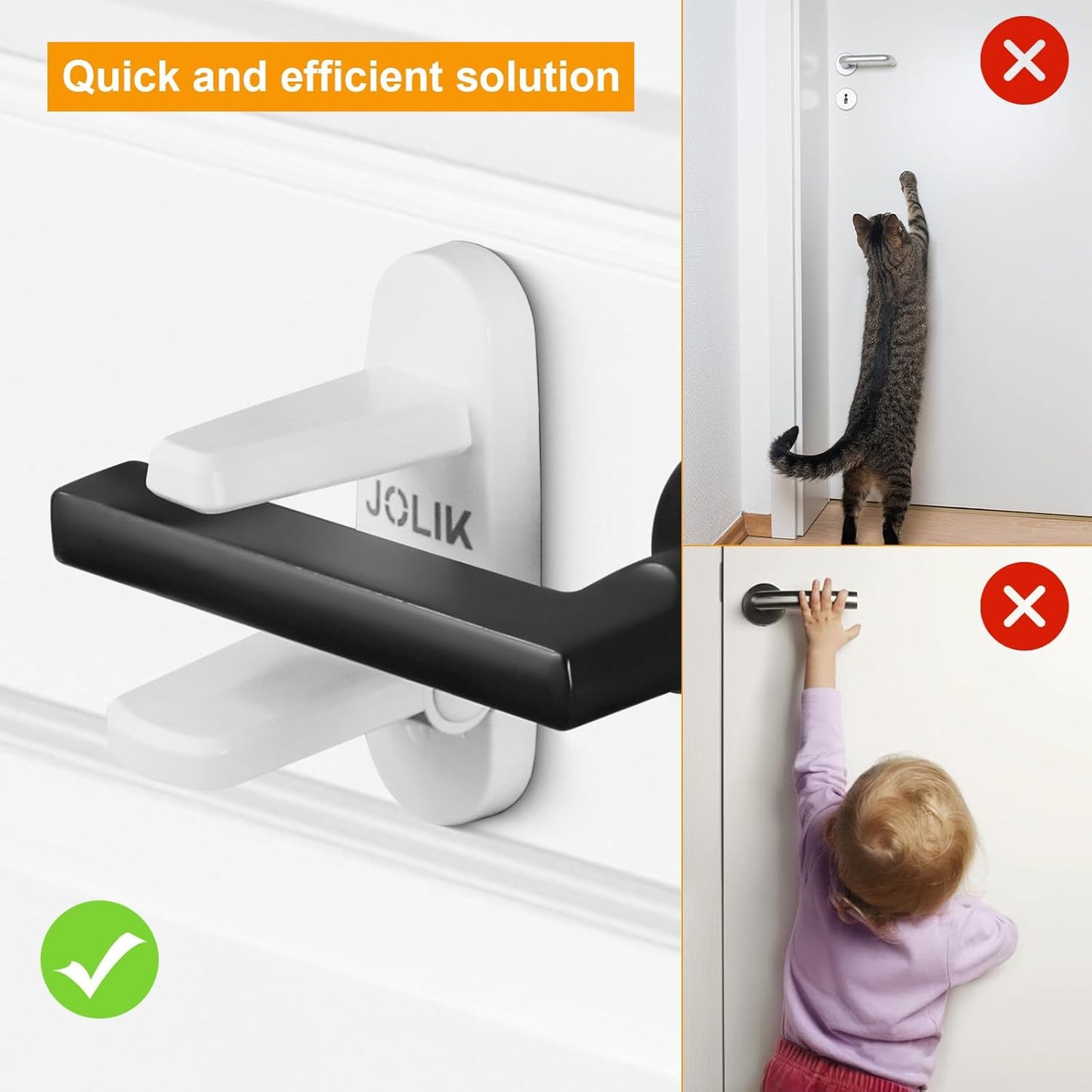 Improved Childproof Door Lever Lock(4 Pack) & Handles Premium Bonding Adhesive - Door Handle Child Proof