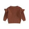 Baby Solid Color Ruffle Sweater Knitted Autum Winter Baby Girl Clothes round Neck Kid Toddler Girl Pullover Baby Outerwear