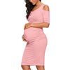 Chivry New Maternity Women Pregnancy Dresses Mama Clothes O-Neck Solid Sexy off Shoulder Bodycon Pregnant Women Casual Dress