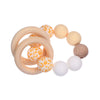 Baby Beech Wood Teething Double Rings Leopard Print Silicone round Beads Bracelet for Nursing Baby Teether Rattle Toys BPA Free