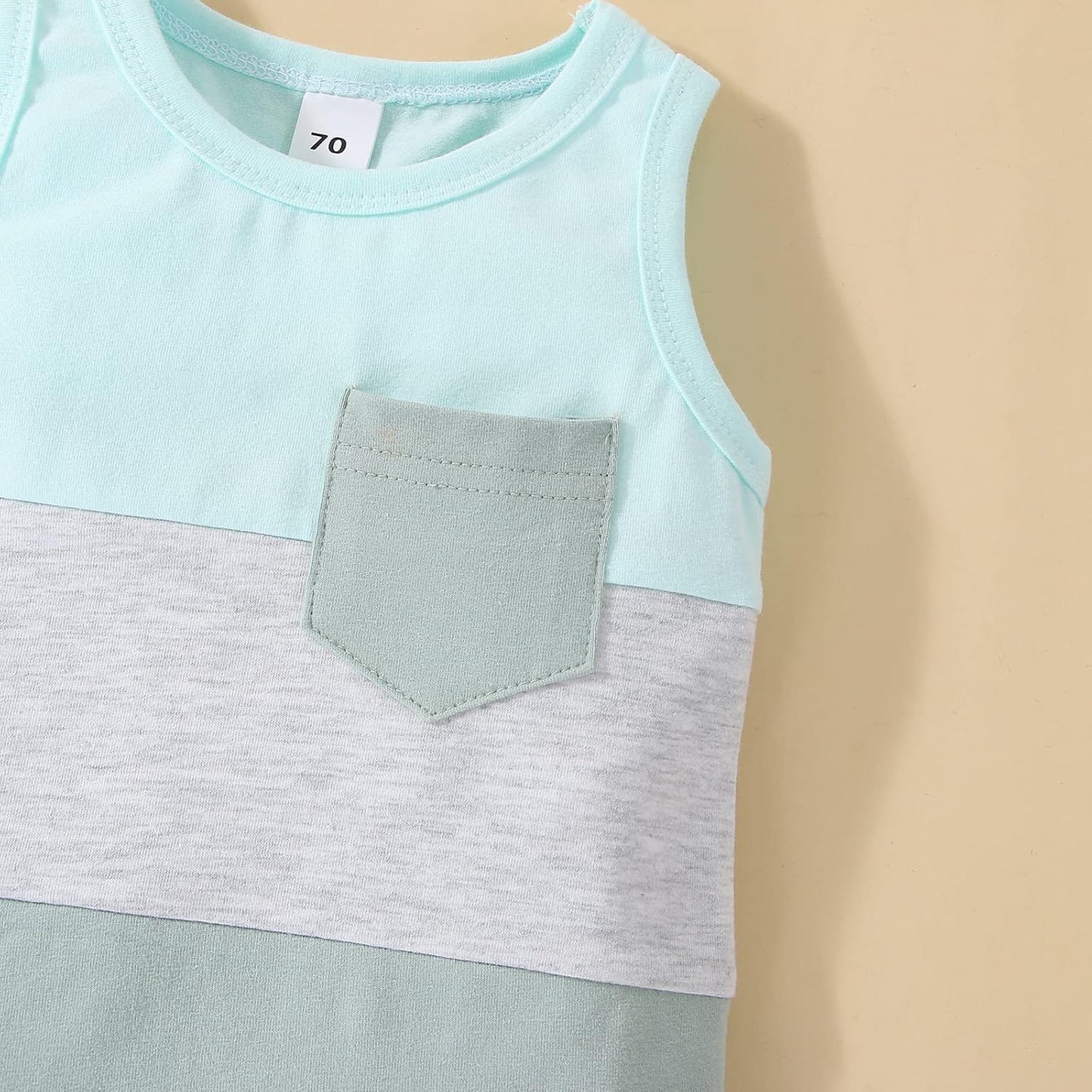 Toddler Baby Boys Summer Outfit Cute Colorblock round Neck Tees Top + Shorts 2Pcs Summer Clothes