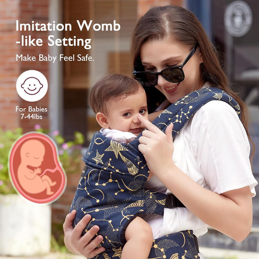 Baby Carrier Newborn to Toddler - Ergonomic, Cozy and Lightweight Infant Carrier for 7-44Lbs, Effortless to Put On, Ideal for Hands-Free Parenting, Enhanced Lumbar Support, Starry Sky