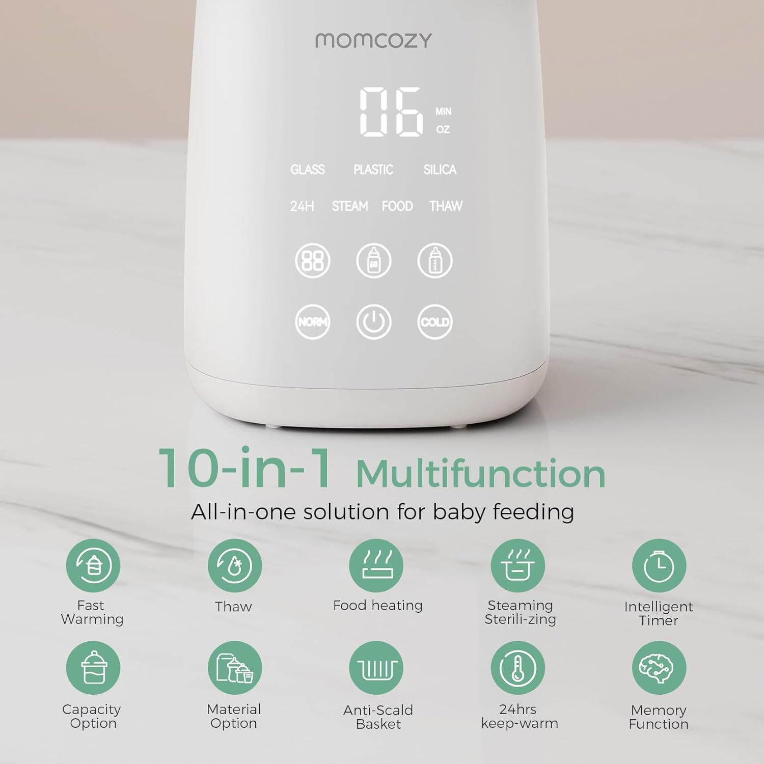 Smart Baby Bottle Warmer & Steam Bottle Sterilizer, Fast Baby Milk Warmer with Accurate Temperature Control and Automatic Shut-Off, Multifunctional Bottle Warmers for Breastmilk or Formula