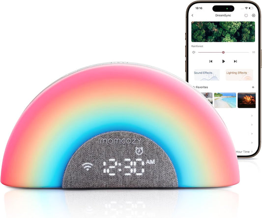 Dreamsync™ Baby Sound Machine, Night Light, APP Control Baby Sleep Trainer, Routine Builder, White Noise Machine with 34 Soothing Sounds, Wake up Light Sunrise Alarm Clock, Wireless Speaker