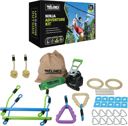 Trelines Ninja Adventure Line 36 Ft - Black Metal Swing Set