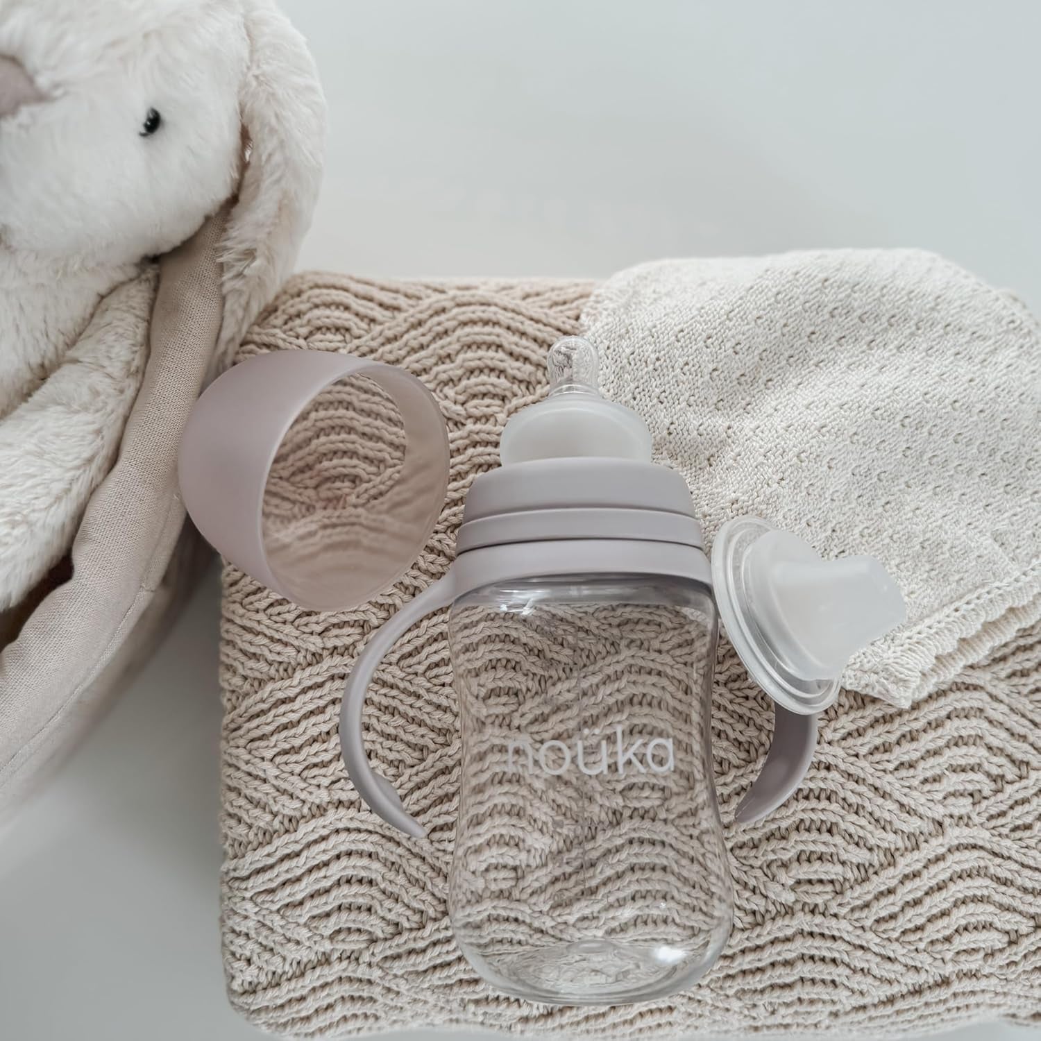Transitional Baby Bottle/Sippy Cup | Non Spill | Easy Grip Double Handles | Dishwasher Friendly | Moss | Size 8 Oz
