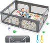 Baby Playpen, 71"X59" Extra Large Playard for Babies and Toddlers, Baby Activity Center with 8 Suction Cup Bases, Infants Play Pen with 2 Gates and Soft Breathable Mesh, without Mat