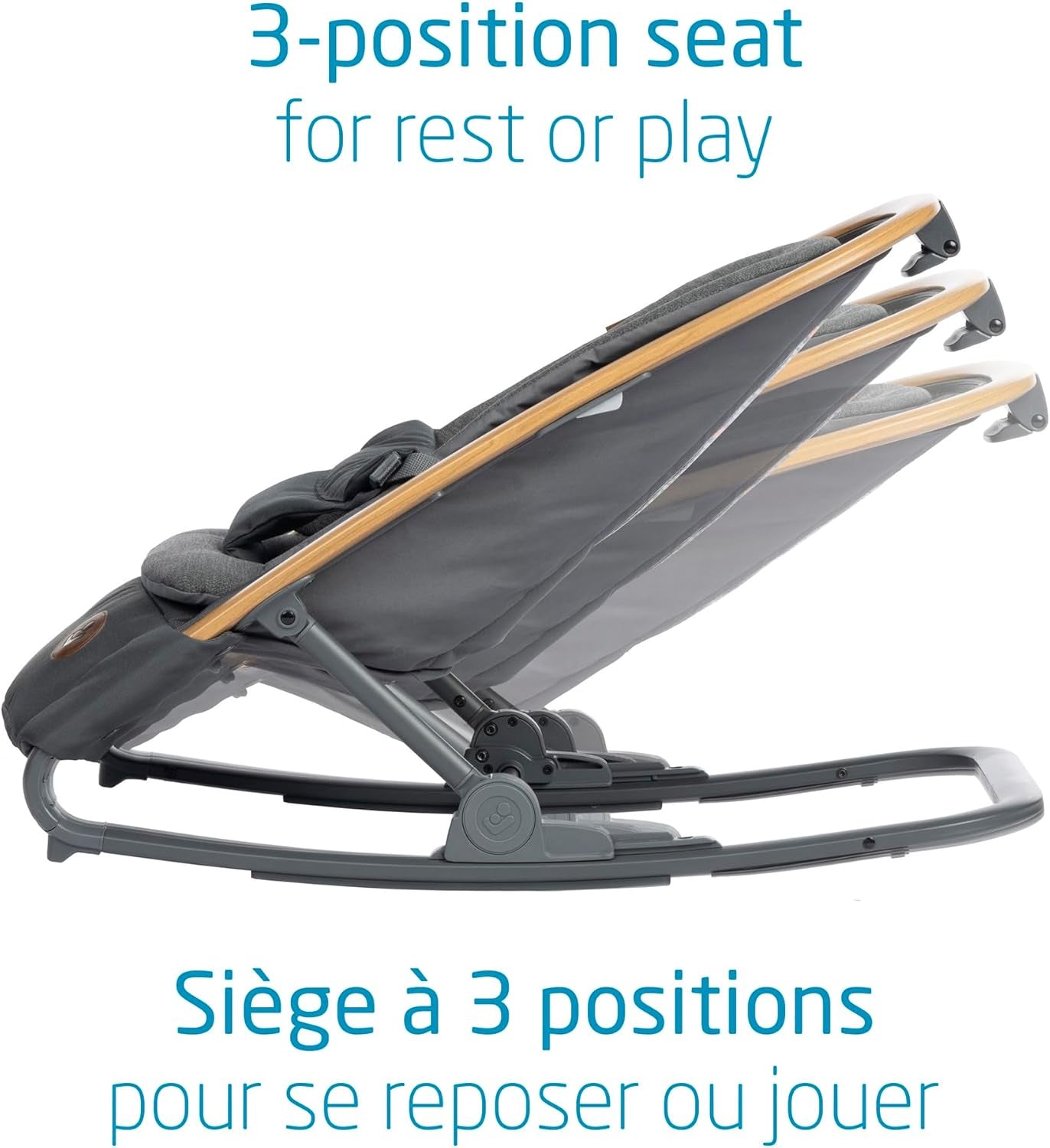 2-In-1 Kori Rocker, Folds Flat, Travel, Washable Fabrics, Classic Graphite