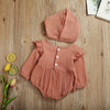2020 Baby Spring Autumn Clothing Newborn Baby Girl Cotton&Linen Clothes Ruffle Romper Embroidery Jumpsuit Hat 2PCS Outfit