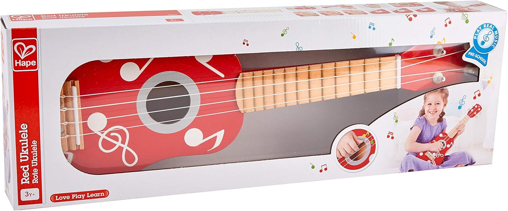 Kid'S Wooden Toy Ukulele in Multicolor