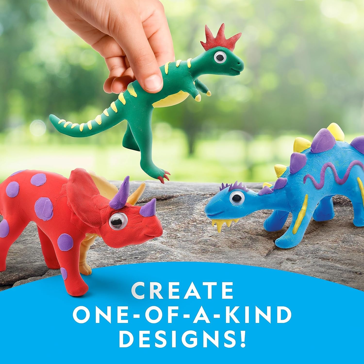 NATIONAL GEOGRAPHIC Clay Dinosaur Arts & Crafts Kit - Dinosaur Air Dry Clay for Kids Craft Kit with 5 Clay Colours, 5 Dino Skeletons, Sculpting Tool & Googly Eyes, Dinosaur Activity (Amazon Exclusive)