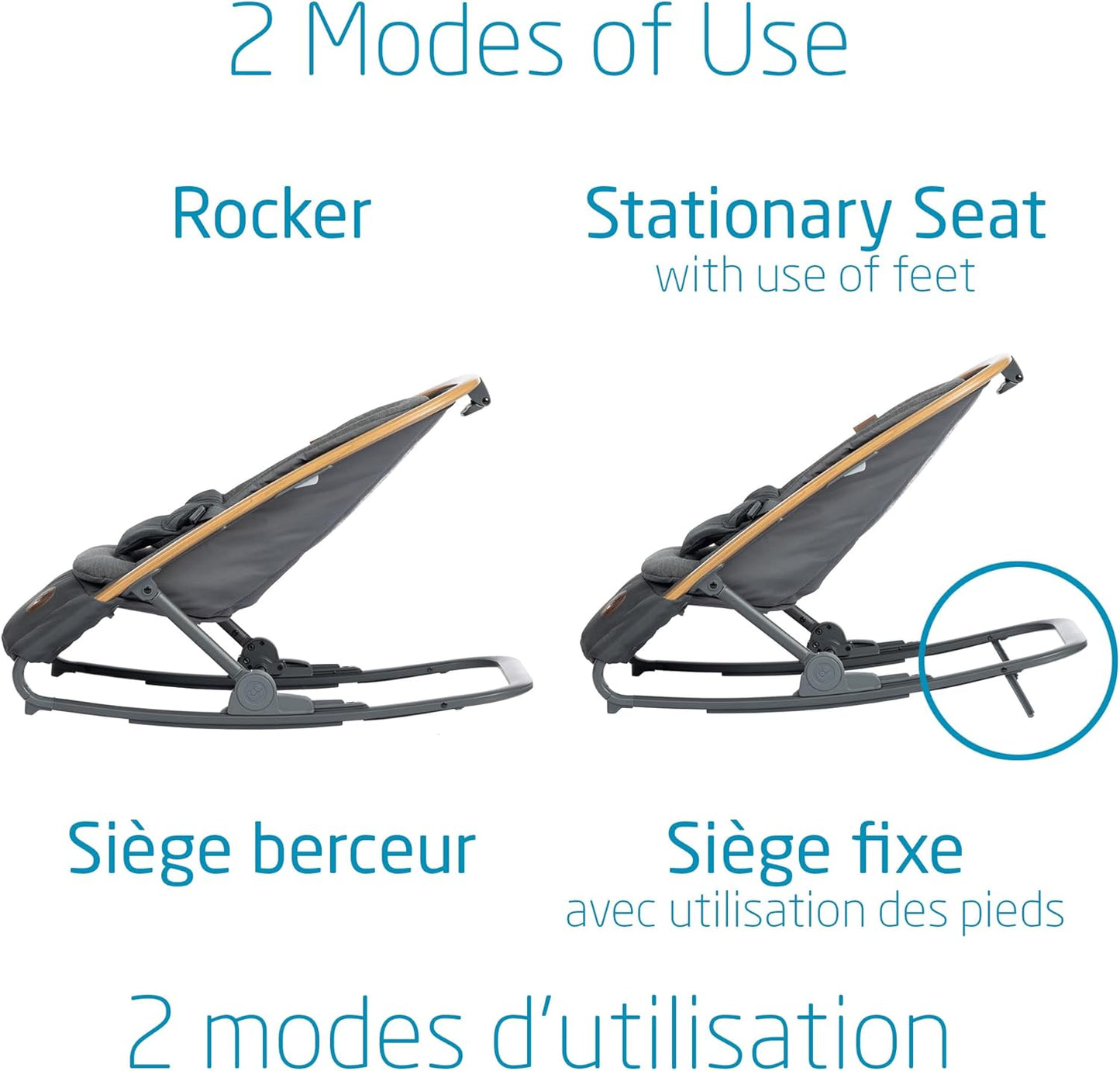 2-In-1 Kori Rocker, Folds Flat, Travel, Washable Fabrics, Classic Graphite